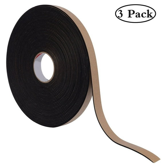 3 Pack Foam Seal Tape, High Density Foam Seal Strip Self Adhesive Weather Stripping Insulation Foam (3/5 inch Wide X 1/8 inch Thick X 16 Feet Long)