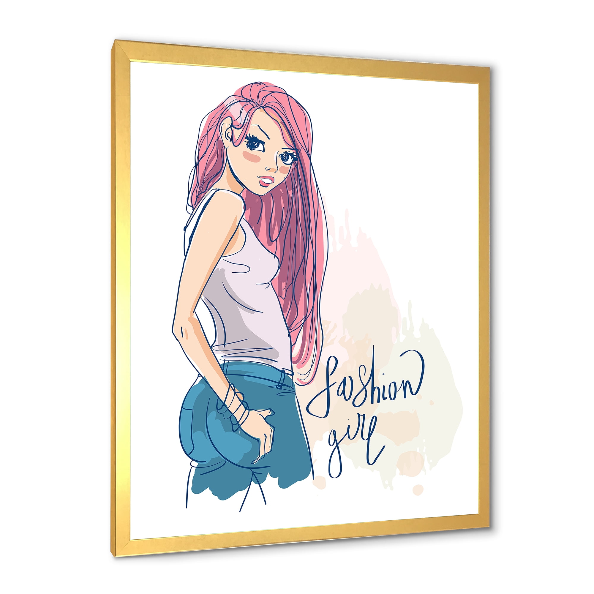 Designart 'Trendy Fashion Woman I' Children's Art Framed Art Print