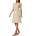 thumbnail image 4 of INSPIRE CHIC Women's Work Professional Sleeveless A-Line Dress S Dark Beige, 4 of 6