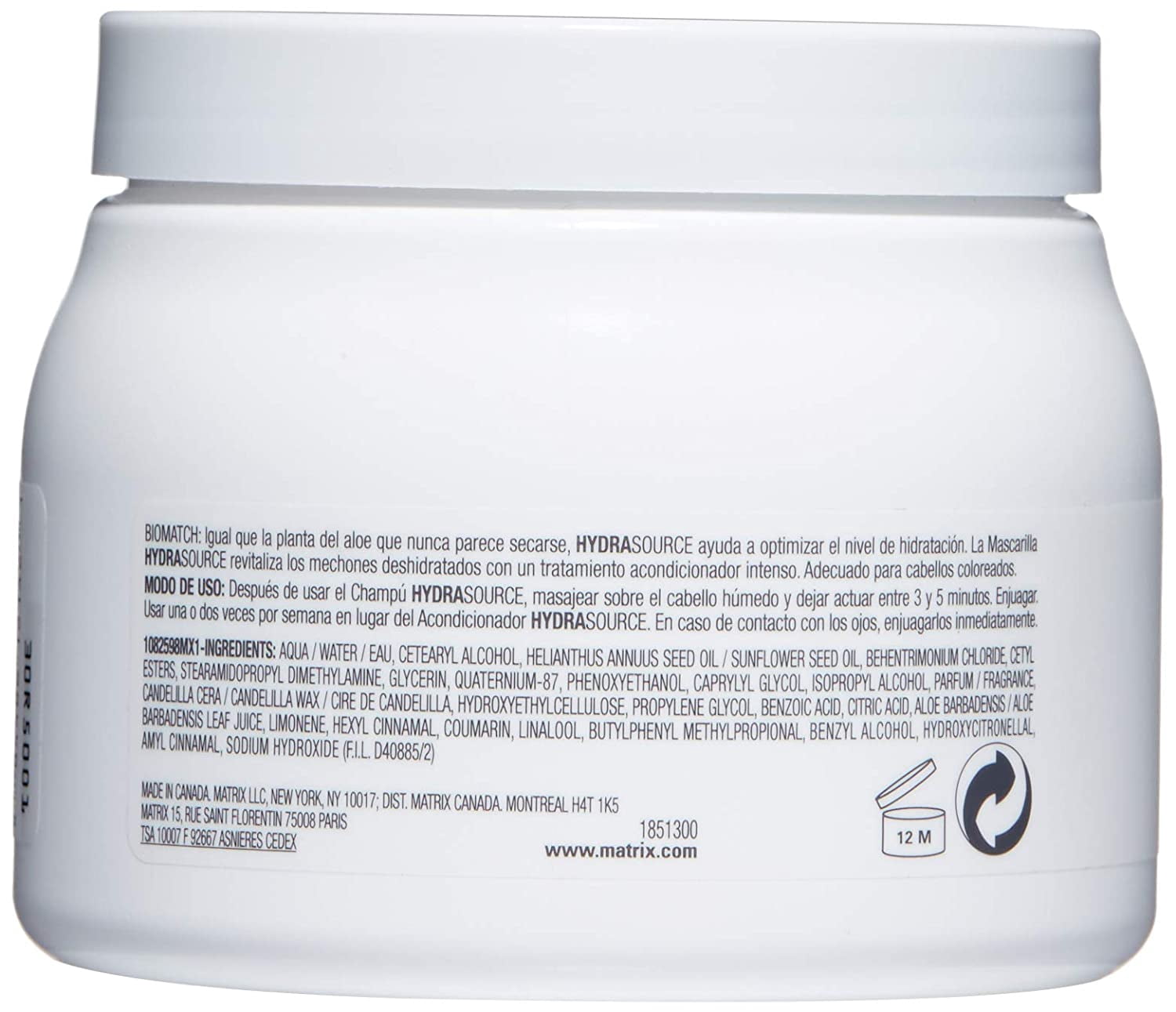 Matrix Biolage Hydrasource Aloe Hair Mask For Dry Hair 16.9 Oz