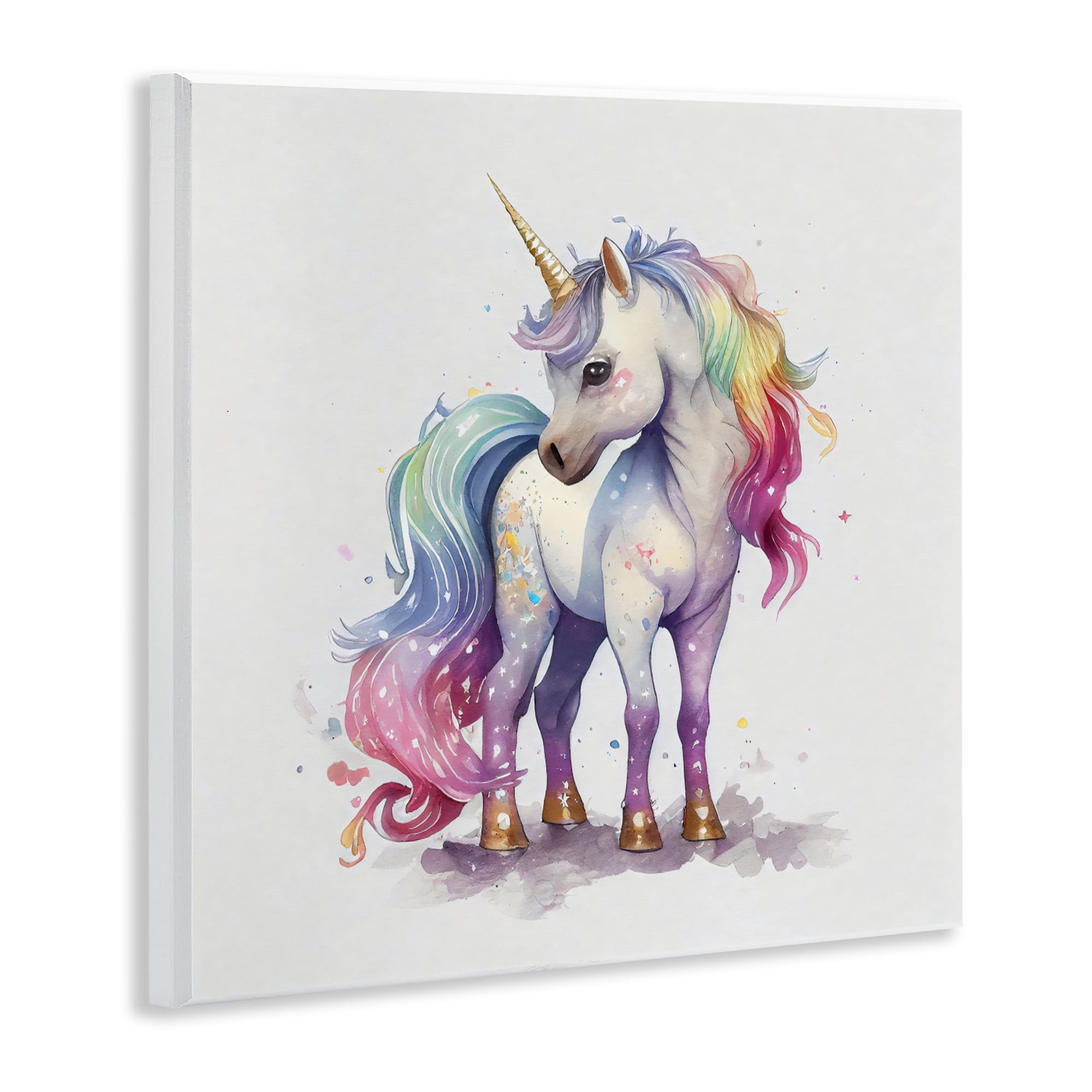 Stupell Industries Watercolor Unicorn & Rainbow Mane Wall Plaque Art, design by Creative Studio