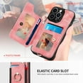 thumbnail image 6 of iPhone 13 Pro Case, Flip Card Holder Wallet, Pink, RFID-Blocking, Wrist Strap, Camera Protector, Leather, Magnetic Protective Cover, 360 Degree Rotation Ring & Stand Function, 6 of 15