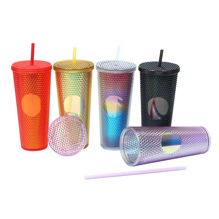 reusable 710ml 24oz 700ml metallic plastic holographic cup hologram cup  foil cup laser cup with straw and lid