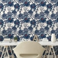 thumbnail image 2 of Ambesonne Daisy Pattern Peel & Stick Wallpaper for Home, Jumble Leaf Pattern, 13"x72", Dark Indigo Dark Pink, 2 of 5