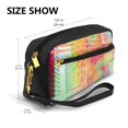 thumbnail image 3 of YFYANG Leather Portable Travel Small Makeup Bag, Multifunctional Storage Bag, Urban Architecture Graffiti Pattern Cosmetic Bag, 3 of 4