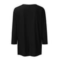 thumbnail image 6 of WTOBBY Women's Fashion Basic V-Neck T-Shirt with Printed Pattern, 3/4 Sleeve, and Button Detail, Ideal for Weekend Wear, Spring Fall Season, Casual Occasions, and Everyday Comfort,Black L, 6 of 6