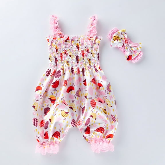 Toddler Girl's Cute Print Jumpsuit Summer Leisure Lantern Girls Jumpsuits Casual Rompers
