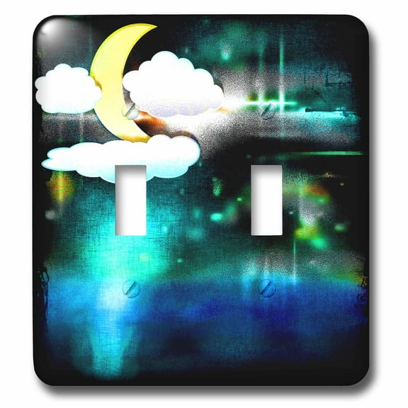 3dRose, Fantasy sky art with moon and stars, double toggle switch