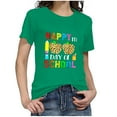 thumbnail image 6 of IROINNID Women's Happy 100th Day Of School Printed T-shirt Short Sleeve Casual Tops, 6 of 7