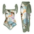thumbnail image 1 of MKLEKYY Trajes De Baño Mujer Completo Women 1 Piece Swimwear+1 Piece Cover Up Two Piece Vintage Print Swimsuit Monokini Bikini 2 Piece Swimsuits Two Piece Tankini Set 778, 1 of 4