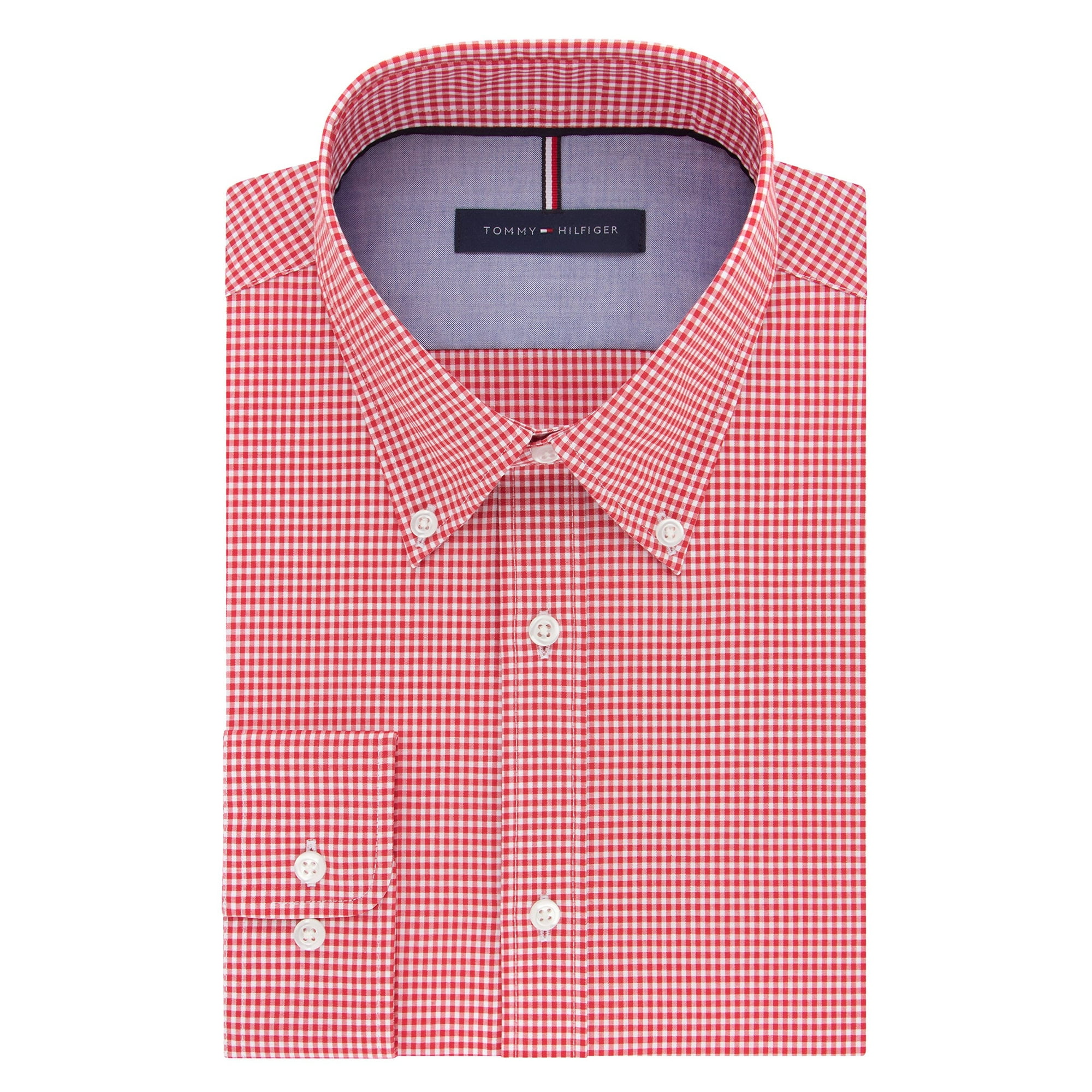 Tommy Hilfiger Men's Non Iron Slim Fit Gingham Buttondown Collar