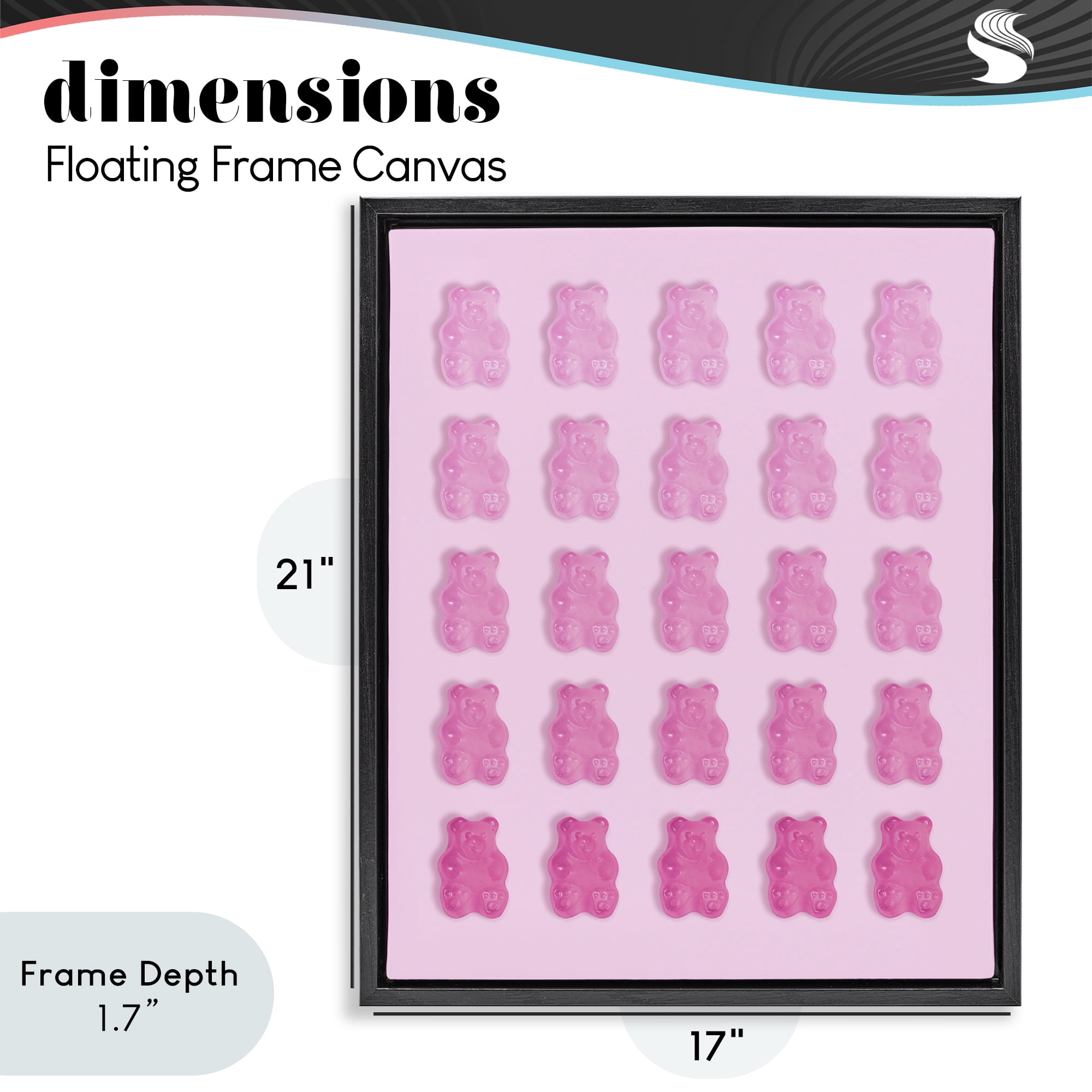 Stupell Industries Gradient Pastel Pink Bears Black Framed Floater Canvas Wall Art, design by LISH Creative