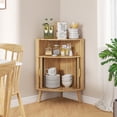 thumbnail image 3 of YANGLI 31.5" Small Floor Corner Cabinet with 2 Fluted Doors & Shelves, Freestanding Narrow Organizer for Living Room, Kitchen – Wood Color, 3 of 6