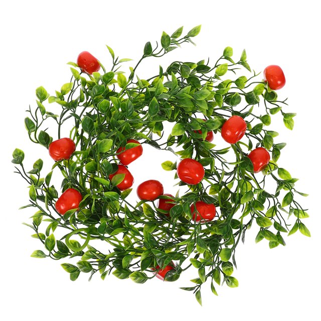 Guirnalda de frutas artificiales con vegetación primaveral para repisa de boda, mesa y jardín.