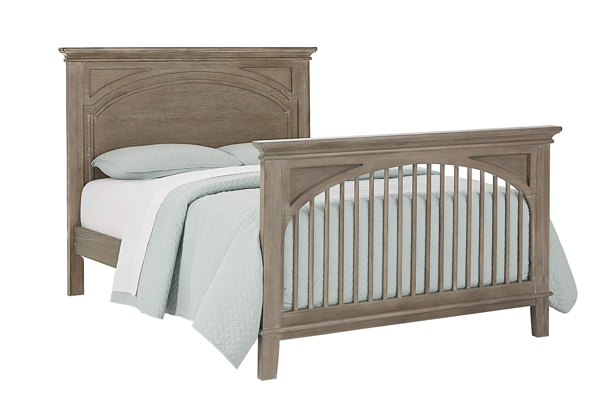 Pemberly Row Modern Traditional Wood Bed Rails in Sandwash Gray
