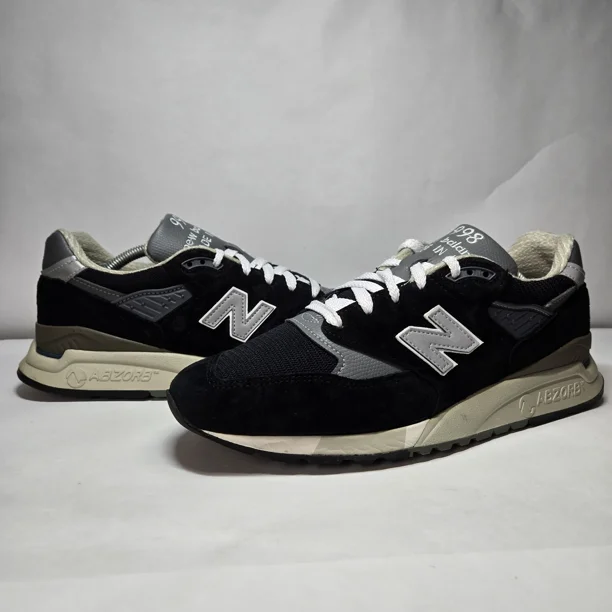 Men's Size 10 New Balance 998 NB Made In USA Black Silver Shoes Sneakers U998BL