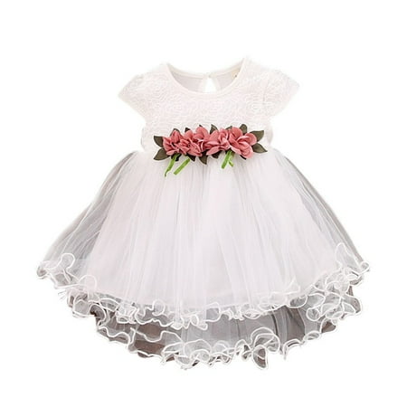 

Little Girls Mesh Tull Dress Sleeveless Flower Party Ball Gown