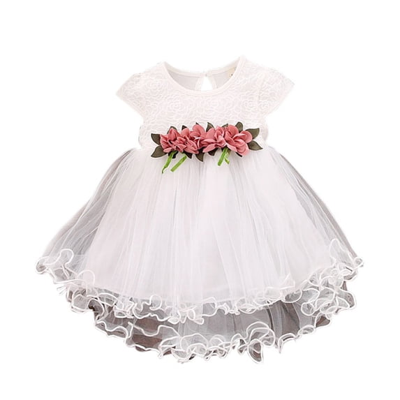 Summark Baby Children's Baby Girl Clothes Summer Floral Print Sleeveless Lace Tutu Skirt Layered Prom Cotton Princess Party Dress Mesh Girl Dress Girl Prom Dress Princess Dress