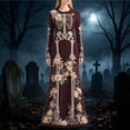 thumbnail image 2 of ZHOGXU Halloween Dresses For Women Skeleton Print Long Sleeves Crewneck Midi Dress Casual Fashion Dress,2,XXXXXL, 2 of 4