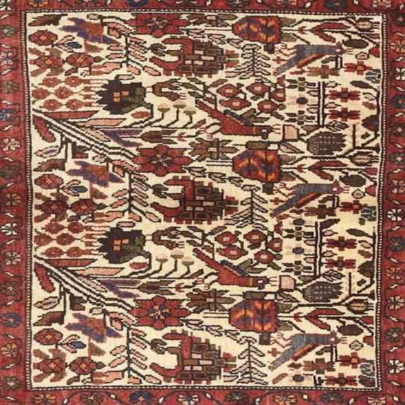 Ahgly Company Indoor Square Traditional Saffron Red Persian Area Rugs, 7' Square