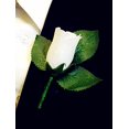 thumbnail image 2 of Angel Isabella Classic Rose Boutonniere with Very Nice Vein Pattern Printed Leaf. Pin Included (White), 2 of 3