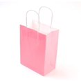 thumbnail image 2 of 12 bolsas de papel kraft rosa liso, color liso, ideales para regalos o compras. Asas de cordel de papel. Forma rectangular. Medidas: 15 x 11 x 6 cm., 2 of 4