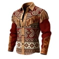 thumbnail image 3 of Telankuip Mens 250th Anniversary USA Shirts Long Sleeve Button down Western Cowboy Style Shirts with Fringes Vintage Patriotic Printing Spring Summer Jacket Top 13-Red XXXL, 3 of 5