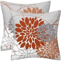 Orange Pillow Covers 18x18 Inch Dahlia Fall Throw Pillow Covers Farmhouse Outdoor Home Decorative Pillow Cushion Cases for Sofa Bed Living Room, Set of 2