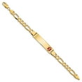 thumbnail image 2 of Real 14kt Yellow Gold Medical Red Enamel Flat Figaro Link ID Chain Bracelet; for Adults and Teens; for Women and Men, 2 of 3