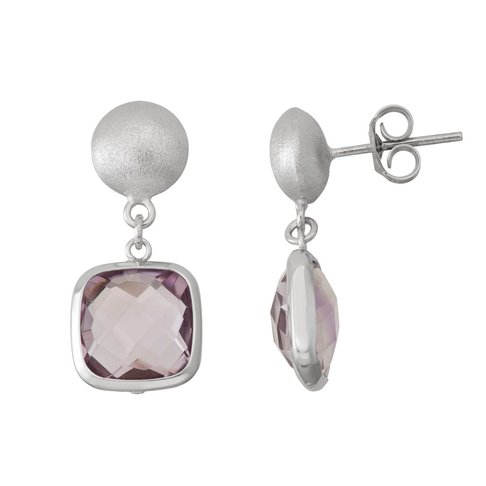 5th & Main 5th & Main Sterling Silver Bead and Bezel Square drop