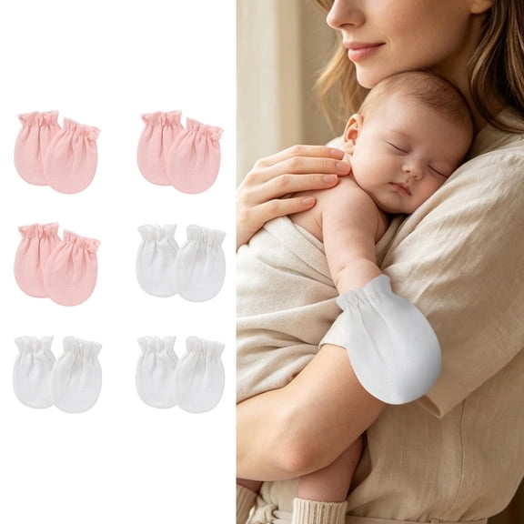 6 Pairs Baby Mittens No Scratch Mittens Mittens Elastic Wrist Gloves for 0-12 Months Baby Boys Girls