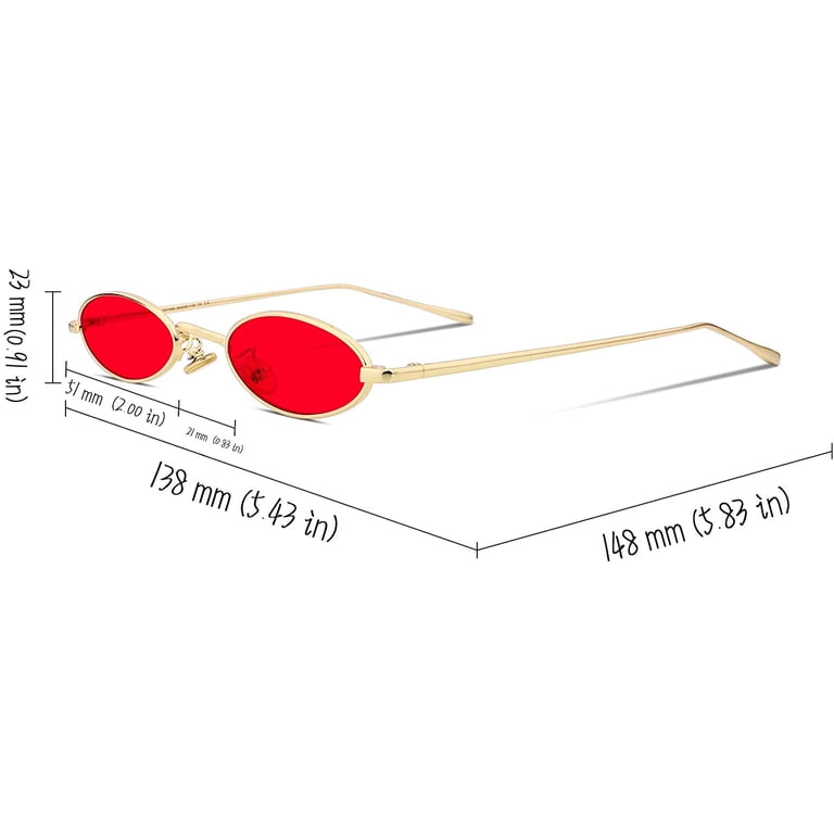 FEISEDY Vintage Small Sunglasses Oval Slender Metal Frame  display picture 3
