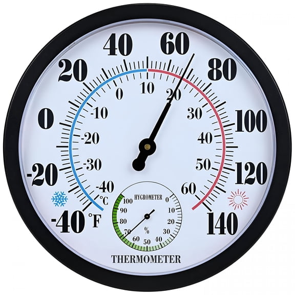 GJX 10 Inch Indoor Outdoor Thermometer Hygrometer Combo, Large Dial Analog Temperature Humidity Gauge, Wall Mount Weather Thermometer for Home Patio Greenhouse Garage Room