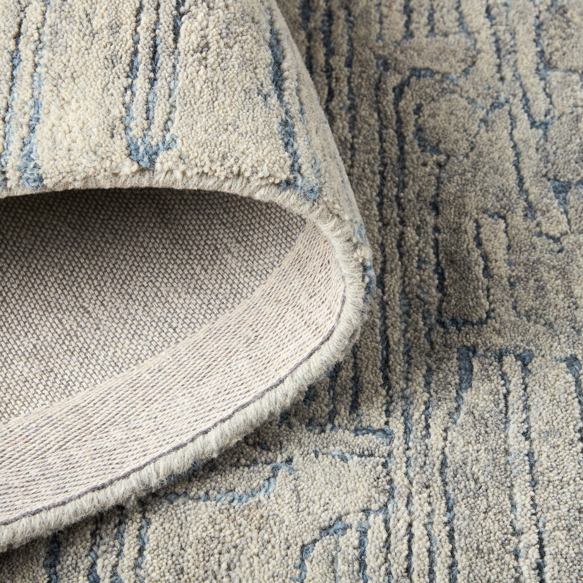 TOWN & COUNTRY LUXE Remi Abstract Line Art Handcrafted 100% Wool Area Rug, Grey/Blue, 6"x9"