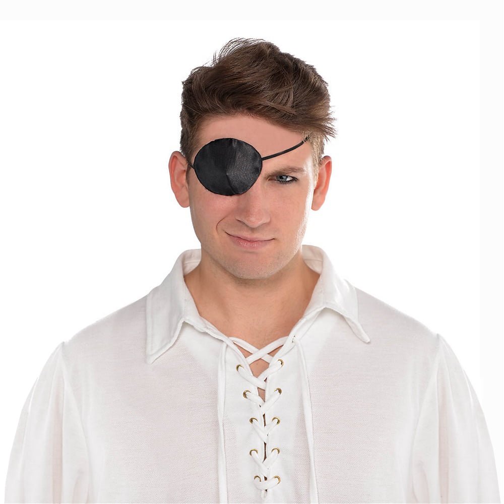 Amscan Adult Pirate Eyepatch - Black Silk Domed Costume Eye Patch, 2 Pack