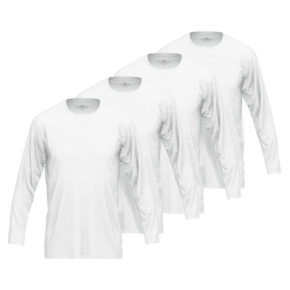 GÖTZBURG Camisa de manga larga para hombre, pack de 4 - algodón, manga larga, unicolor Blanco 4XL (XXXX-Large)