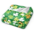thumbnail image 3 of Soft Cozy Flannel Fleece Blanket for All Seasons St Patrick''s Day Shamrock Lightweight Throw Blanket for Bed/Couch/Sofa/Camping- Green Lucky Shamrocks Irish Clover 50"X40", 3 of 6