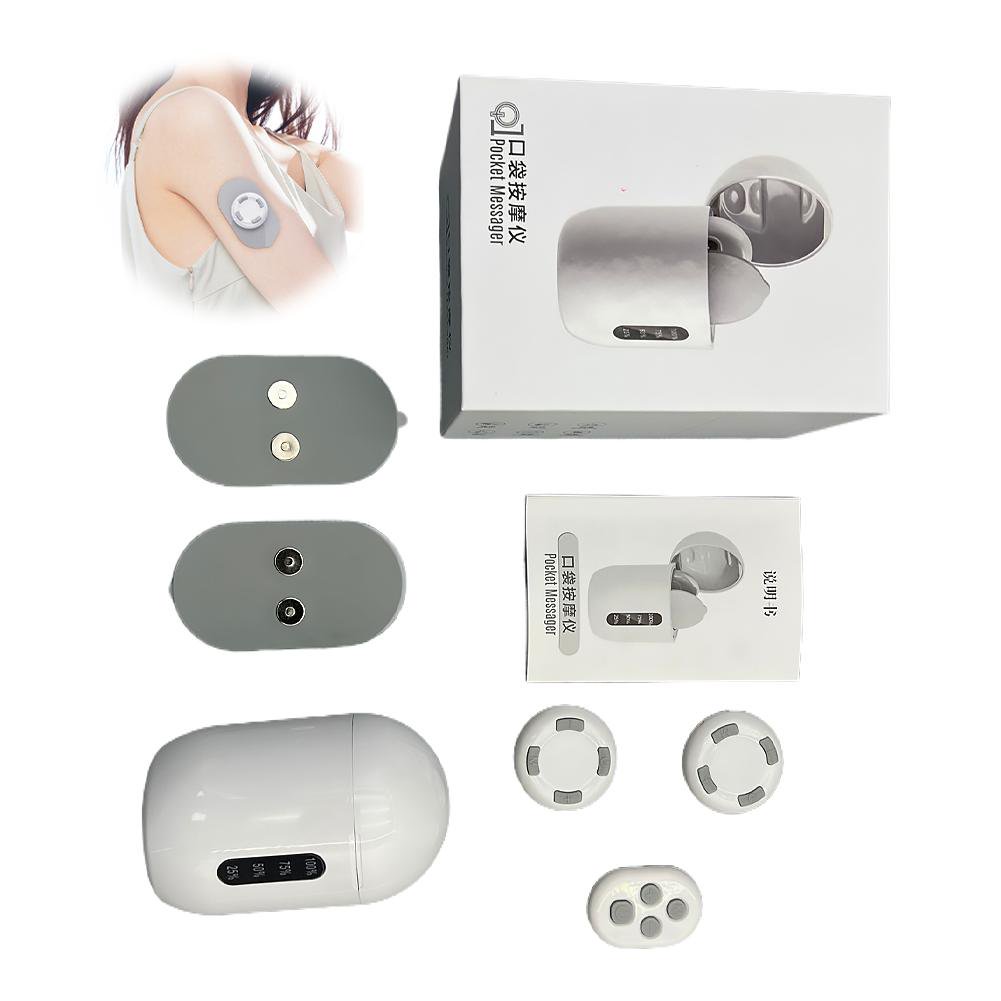 Pulse Neck Massager, Cordless Portable TENS Unit with 2 Pads for Back Shoulder Legs, Rechargeable Massage Device