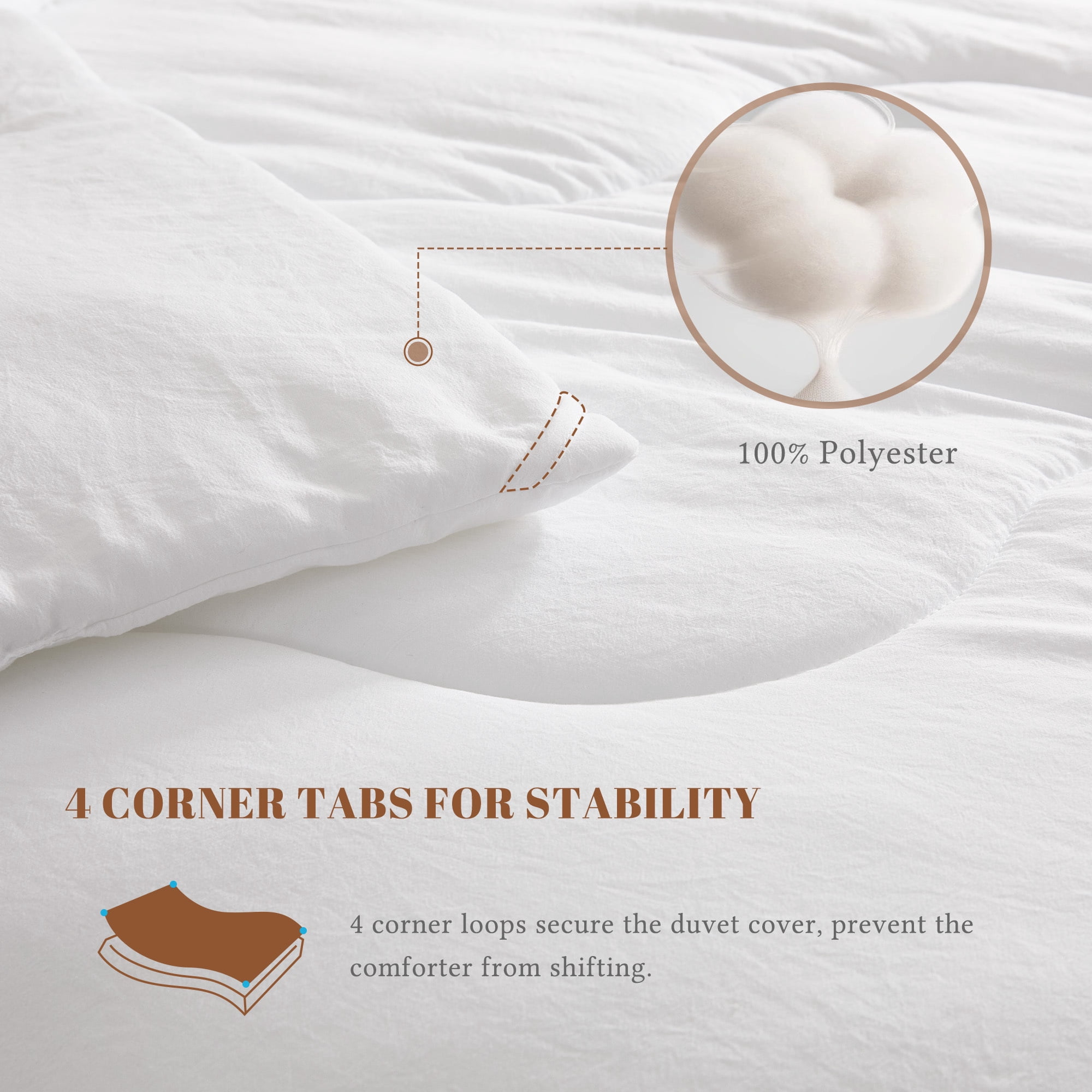 Twin Size Comforters Duvet Insert, Soft Down Alternative with Corner Tabs, Quilted Comforters for All Seasons, Machine Washable, Twin 88 x 68 inches