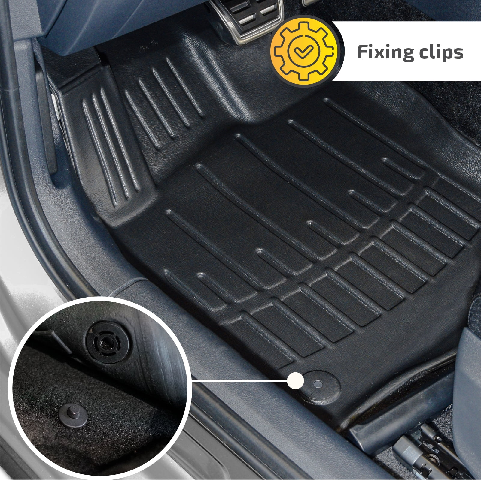 3D Floor Mats 2004-2009 Toyota Prius (XW20) Heavy Duty, Custom Fit, All Weather Liner Front & 2nd Row Full Set Rubber, Black