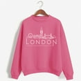 thumbnail image 2 of VISALY Pullover Crewneck Sweatshirt Graphic Sweatshirts Women's Solid Round Neck Long Sleeved London Printed Casual Sweaters Womens Sweatshirts Sweatshirt for Women Hot Pink L, 2 of 3