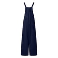 thumbnail image 4 of CCRFTGI Girls Rompers Size 6-7 Sleeveless Girls Jumpsuits Size 10-12 Summer Spaghetti Strap Overalls with Pockets Back To School Outfit Navy 7-8 Years, 4 of 4