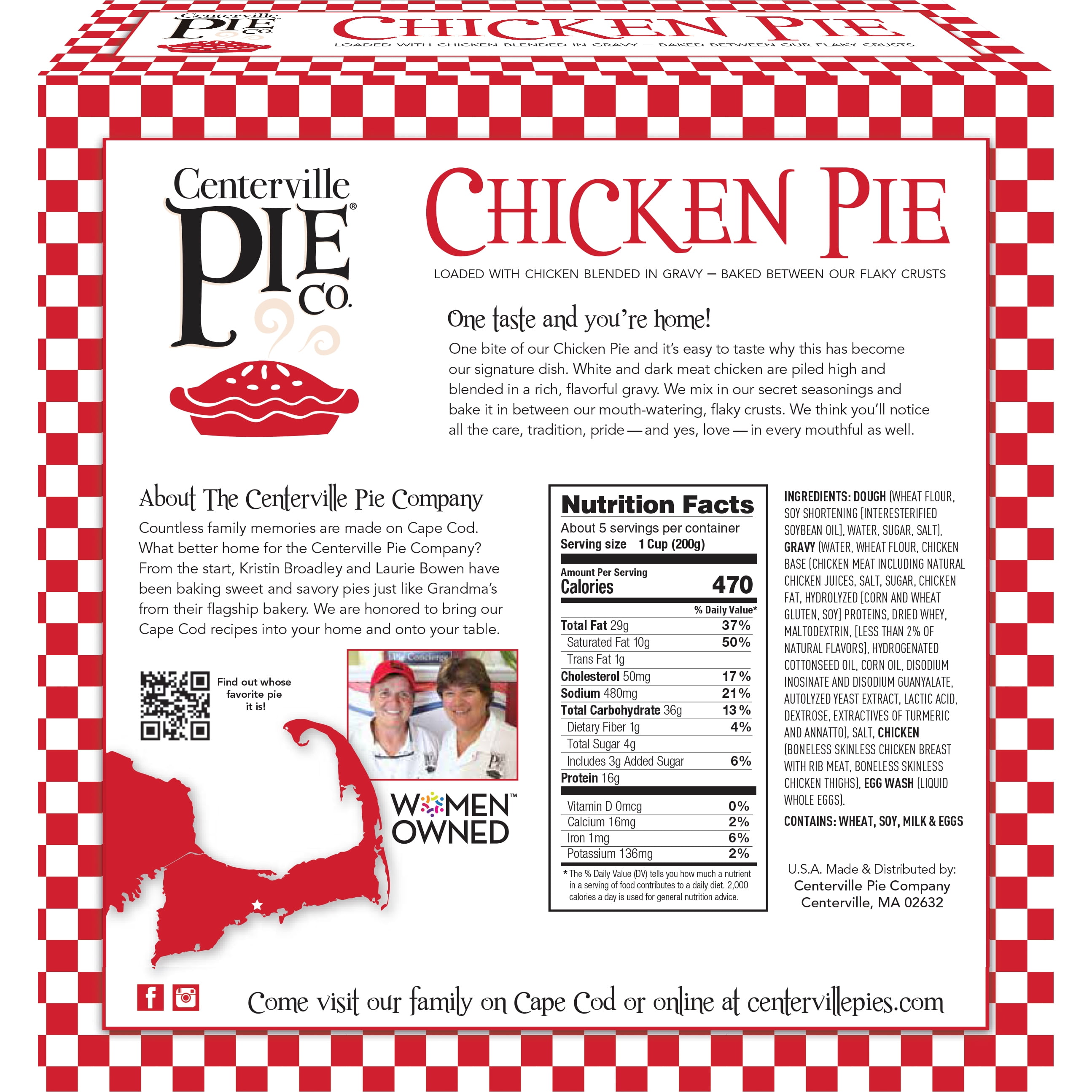 Centerville Frozen Chicken Pie 36 oz. Carton, Ready to Bake