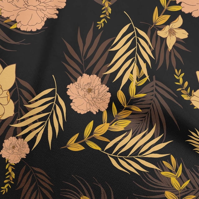 oneOone Tissu en Viscose Chiffon Brun à Motifs Floraux Matériel de Couture Tissu Imprimé au Mètre 42 Pouces de Large