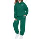 thumbnail image 2 of Sudadera con capucha larga con estampado pequeño en forma de corazón para niños y pantalones deportivos con lazo en las piernas, conjunto deportivo informal de dos piezas con forro polar para mayor ca, 2 of 4