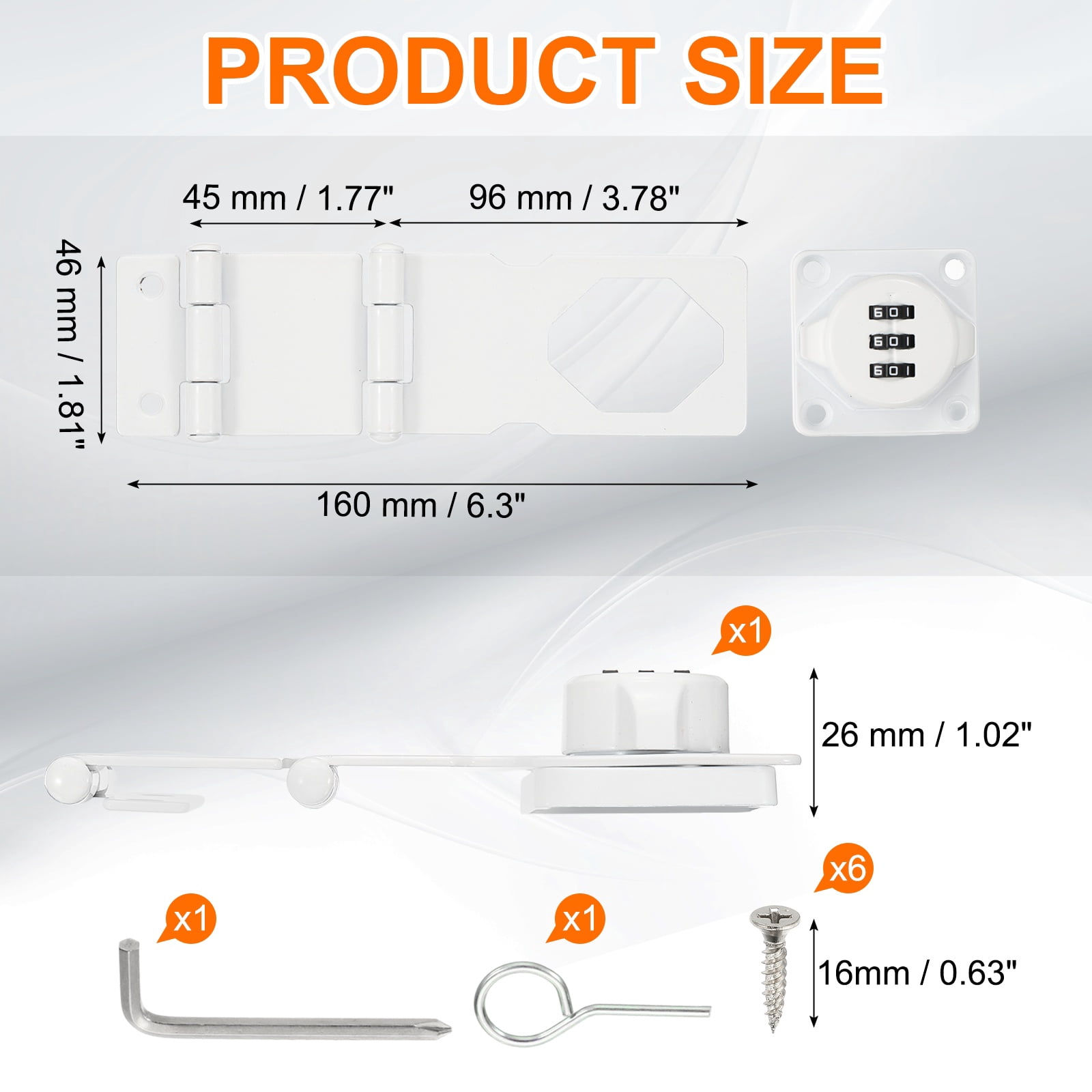 Uxcell Keyless Cabinet Lock with Combination Code - 90 Degree 5 Inch Password Hasp Latch Lock Mechanical Password Rotary Hasp, for Office Filing Cabinets Drawer Closet, Bright White