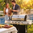 thumbnail image 3 of KingChii 4-Burner Propane Gas Grill with Side Burner and Side Table, Stainless Steel Outdoor BBQ Grill for Camping Patio Cooking, 3 of 15