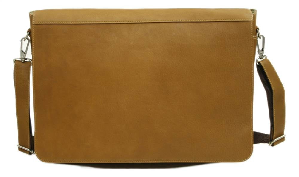 Saddle Leather Laptop Messenger Bag w Double Compartments