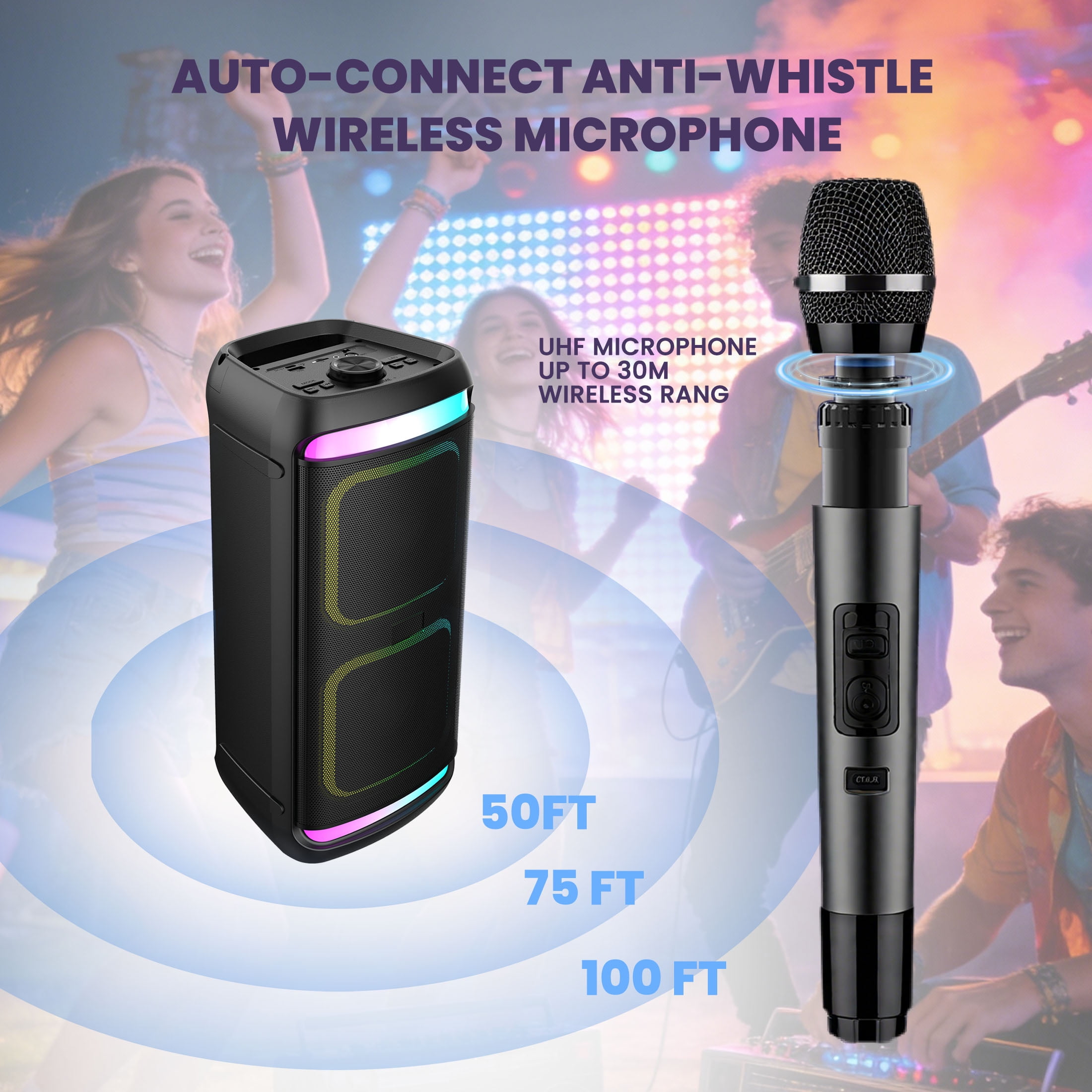 16.73" Karaoke Machine for Adult & Kids, Home Karaoke System with Microphone, Portable Bluetooth Party Speaker, Christmas Birthday Gifts
