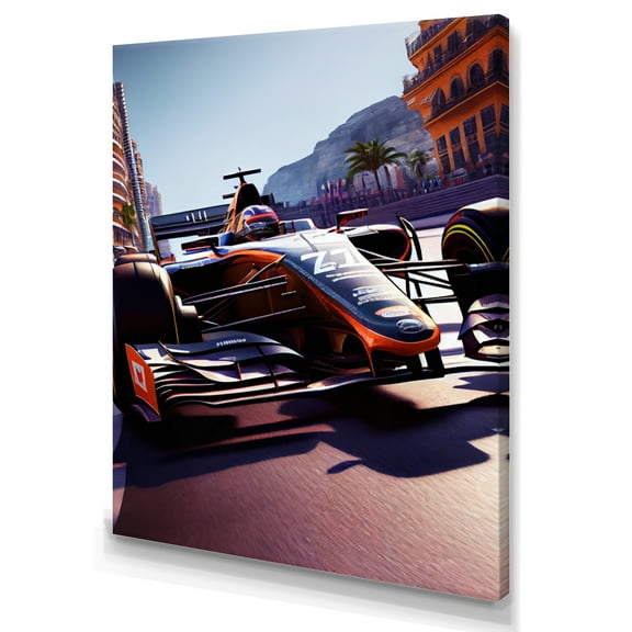 Designart Racing car in Monaco GP IV Canvas Wall Art